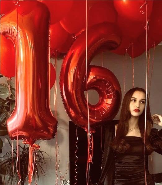 Red Number 6 Balloon 40 inch, Balloon numbers party supplies, deco photo shoot - Image 4