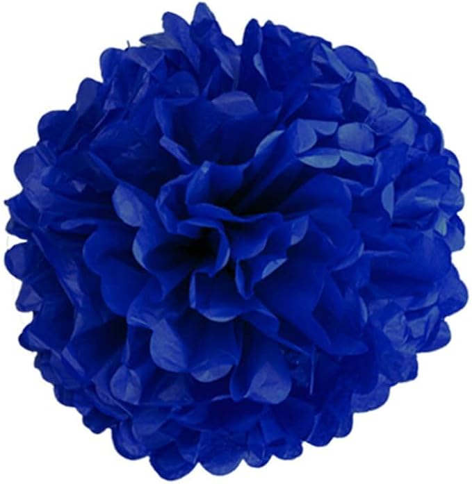 BRZIKWT 12 Pcs Navy Blue Yellow Tissue Paper Pom Poms - Image 4