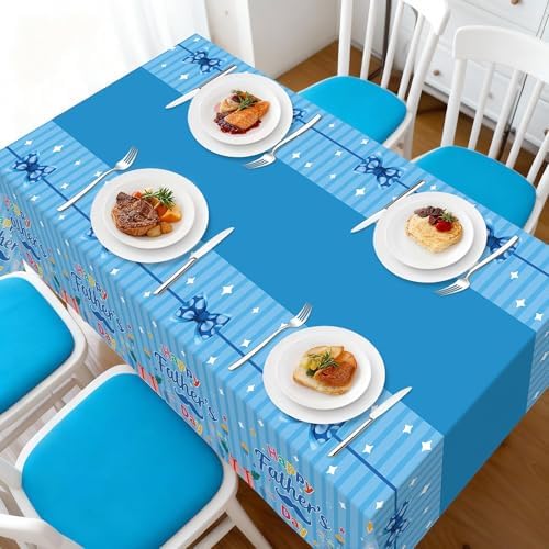 Childom 3 Pack Fathers Day Decorations,Fathers Day Tablecloth,54" x 108" Plastic Table Cloth Disposable,Rectangle Tablecloth for Home,Dinner,Family Parties,Blue Table Cloth for Birthday,Indoor,Outside - Image 2