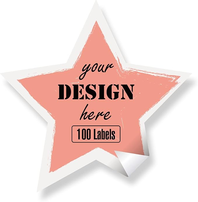 Custom Stickers Personalized Labels - Customized Stickers with Any Design Image Logo Text,Custom Thank You Label Stickers,Custom Stickers for Business Logo,100 Labels (Star,2.5"x2.5")