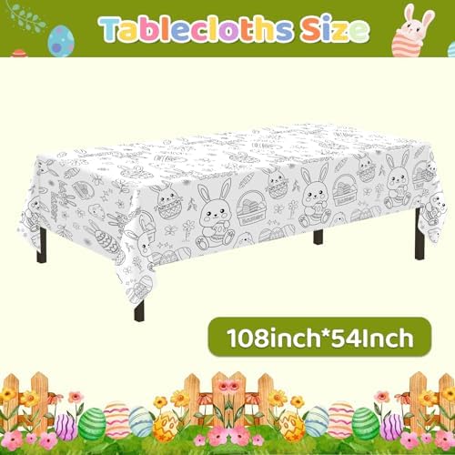 Childom 1 Pack Easter Tablecloth Coloring Tablecloth,Easter Decorations Crafts for Kids,54 x 108 Inch Disposable Paper Table Cover,Giant Coloring Poster for Gifts Games Activities Holiday Party Favors - Image 2