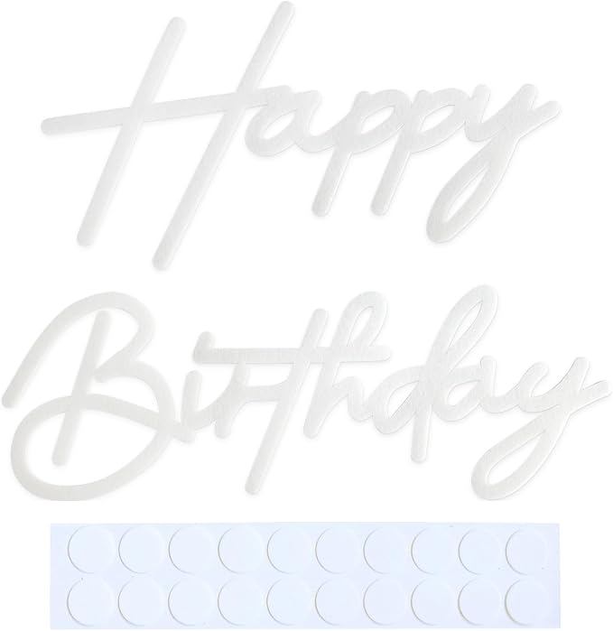White Happy Birthday Sign for Backdrop Felt Reusable Letters for Birthdays | - Image 6