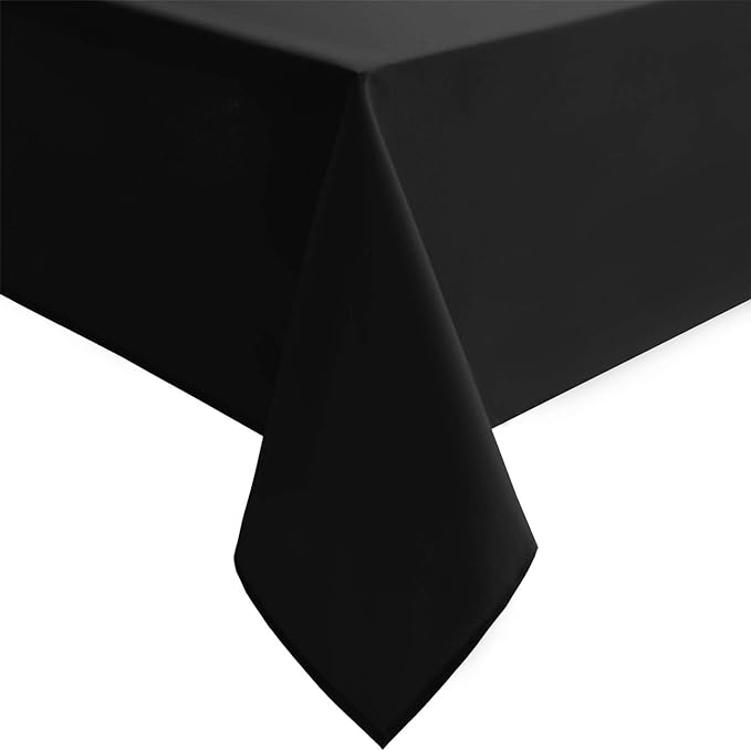 Hiasan Black Rectangle Tablecloth - 70 x 108 Inch - Waterproof & Wrinkle Resistant Washable Fabric Table Cloth for Dining, Party and Outdoor use