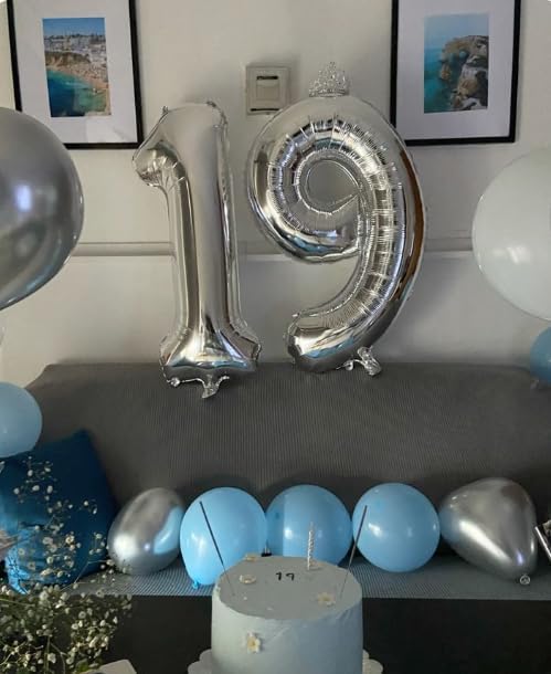 Silver Number 9 Balloon 40 inch, Balloon numbers party supplies, deco photo - Image 6