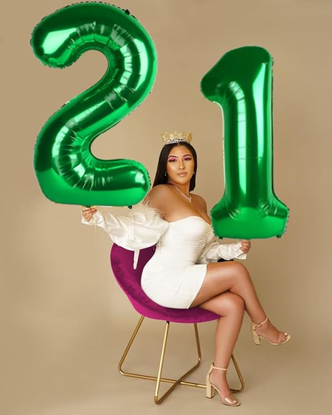 2 Balloon Numbers 40Inch Dark Green Party Decorations - Image 3
