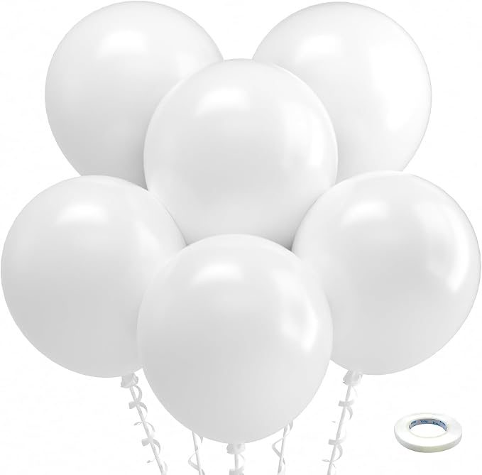 Bezente White Balloons 18 Inch by Bezente
