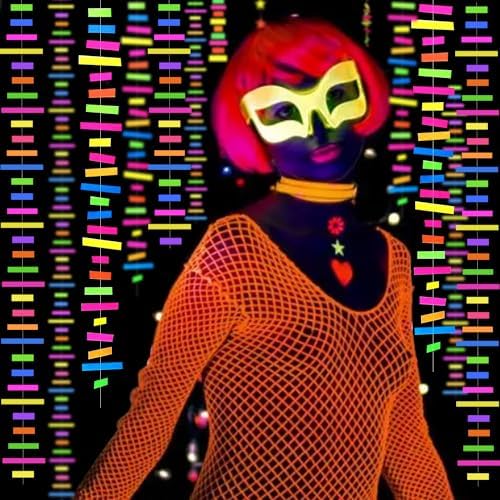 60feet UV Neon Paper Garland Stripe Neon Streamers Black Light Neon DecorationsGlow Party UV Reactive Neon Party Favors Glow in The Dark Party Supplies and Decorations for Wedding Birthday Banners - Image 4