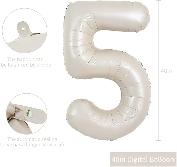 TONIFUL 40 Inch Cream White Large Numbers Balloon 0-9 Birthday Party Decorations - Image 2