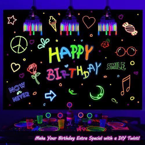 Mega-L Glow in the Dark Party Supplies, Neon DIY Backdrop, 5.9 x 5.2 Ft - Image 3