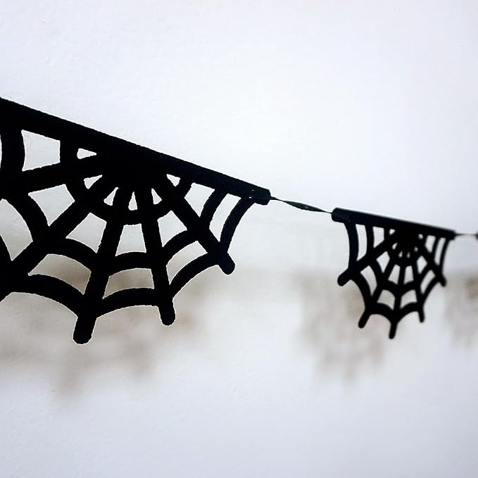 SaktopDeco 2 Pack Felt Spiderweb Garland Banner Hanging Spiderweb Decorations - Image 6