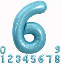 TONIFUL 40 Inch Light Blue Large Numbers Balloons 0-9, Number 6 Digital Helium by TONIFUL