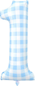 Jenaai 40 Inch Gingham 1st Balloon Large Number 1 Plaid Balloons by Jenaai