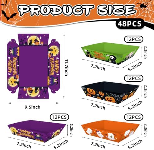48Pcs Halloween Party Supplies, Halloween Paper Food Trays - Image 2