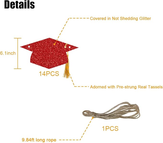 Graduation Decorations Class of 2026 Pre-Strung Glitter Congrats Grad Graduation - Image 7