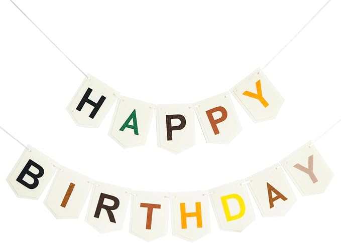 Colorful Happy Birthday Banner Decorations, Felt Bohemian Rainbow Birthday by Unknown