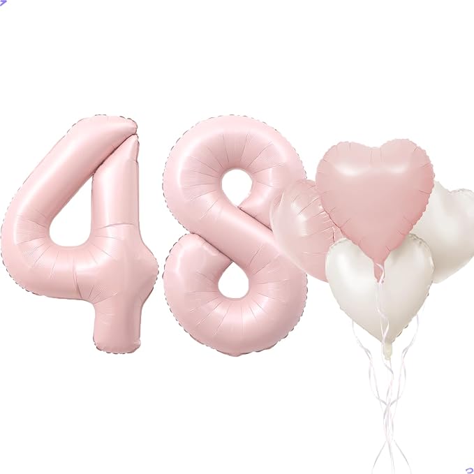 Pink 48 Balloon Number Pastel Pink 48th Birthday Party Decorations by Unknown