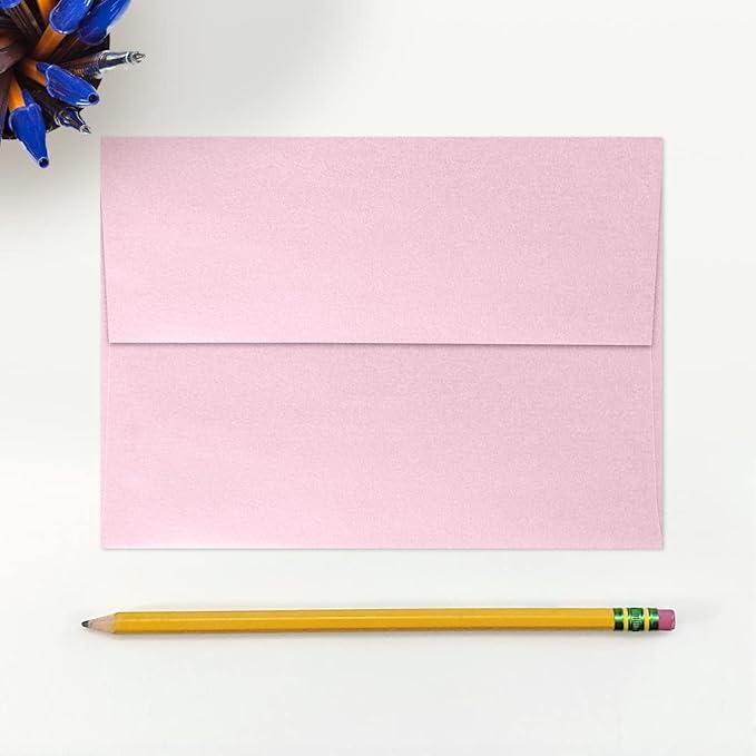 LUXPaper A7 Invitation Envelopes | Peel & Press | 5 1/4" x 7 1/4" | Rose Quartz Metallic | 80lb. Text | 500 Qty