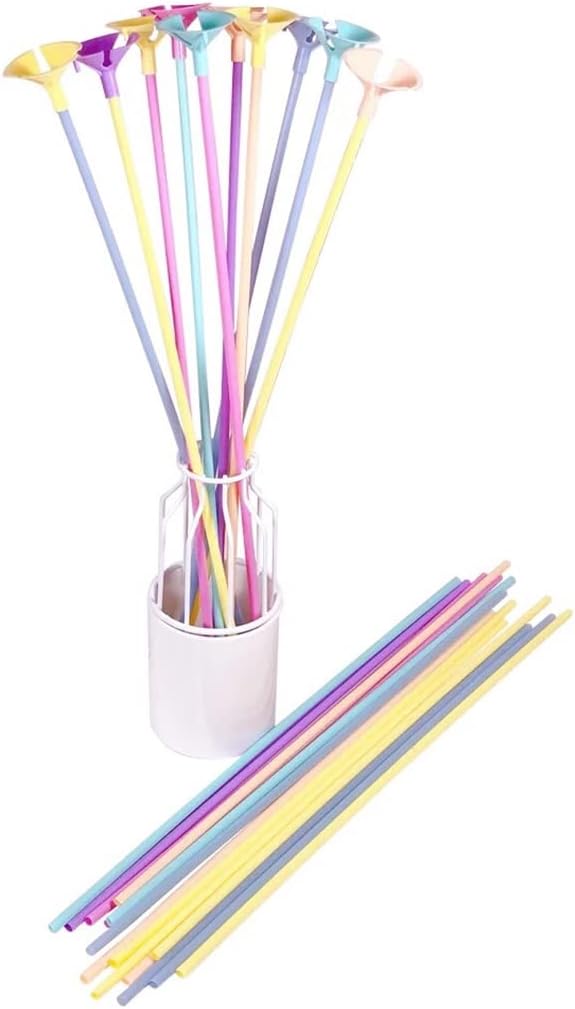 100 pcs 13inch Plastic Colorful Balloon Sticks Holders and Cups - Image 3