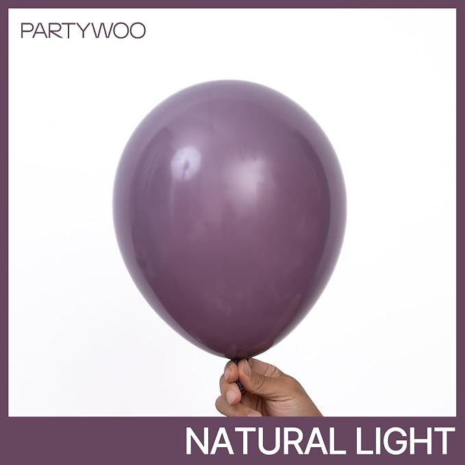 PartyWoo Dusty Purple Balloons 50pcs Lavender Lilac Dark Royal Purple Boho | 12 - Image 2