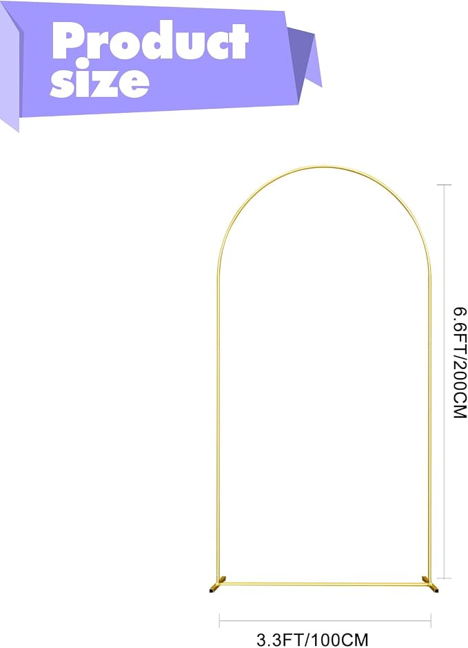 Wedding Arch Backdrop Stand 6.6FT Gold Wedding Balloon Arched Backdrop Stand - Image 3