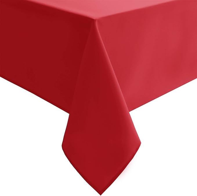 Hiasan Red Tablecloth Square - Wateproof and Spillproof Kitchen Christmas Washable Polyester Table Cloth for Dining Room, 54 x 54 Inch