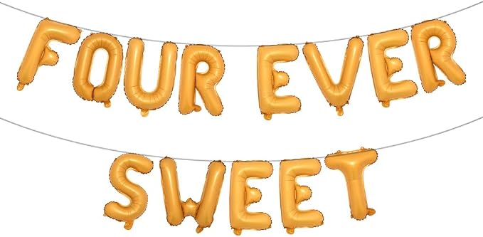 Four Ever Sweet Birthday Decorations, 4 Four Years Old Fourth 4th Girl Boy by RUIANSI