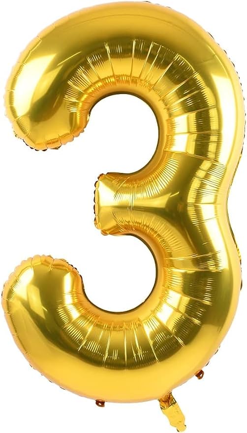 TONIFUL 40 Inch Gold Number 3 Balloons Large Foil 3rd Birthday Decorations | - Image 7