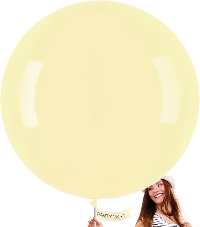 PartyWoo Pastel Yellow Balloons 4pcs Light Pale Yellow Color | 36 Inch Balloons by PartyWoo