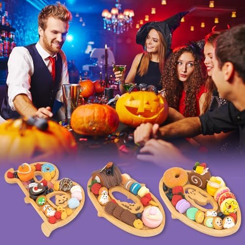 Boo Halloween Charcuterie Board,with Balloon,3 Bamboo Letter Food Tray - Image 5