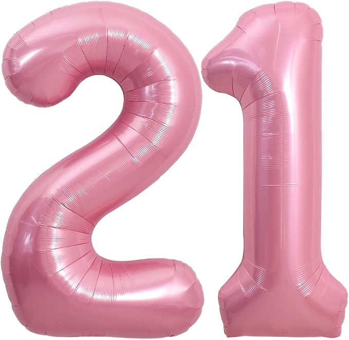 TONIFUL 40 Inch Pink Number 21 Balloon Large Foil 21st Birthday Decorations | by TONIFUL