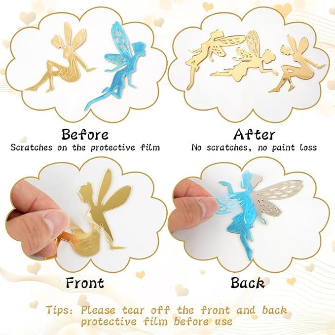 12PCS Gold Fairy Cupcake Toppers Acrylic Fairy Cake Decor - Image 9
