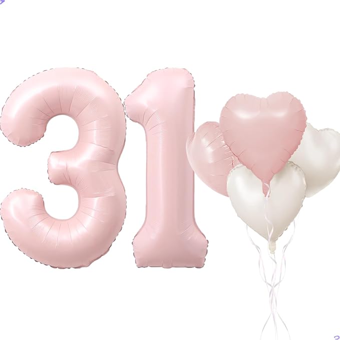 Pink 31 Balloon Number Pastel Pink 31th Birthday Party Decorations by Unknown