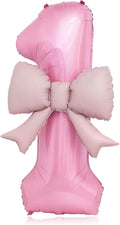 Bow Pink 1 Balloons, 40 Inch Giant Pink Bow Helium Foil Number 1 by Vsdski