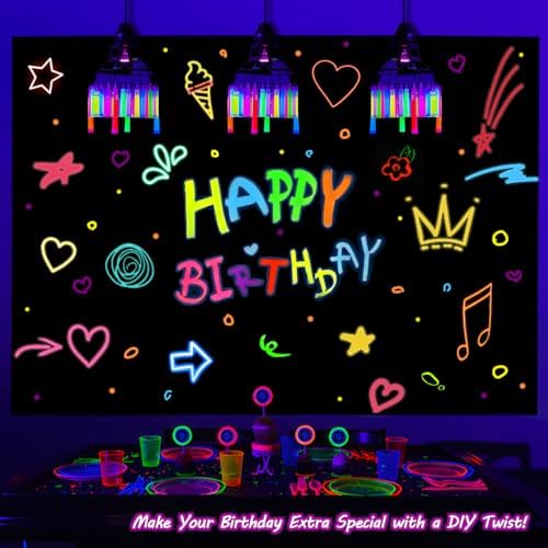 Mega-L Glow in the Dark Party Supplies, Neon DIY Backdrop, 5.2 x 6.8 Ft - Image 5