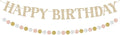 Happy Birthday Banner, Pre-Strung Champagne Gold Birthday Party Decorations by SerpizePaty