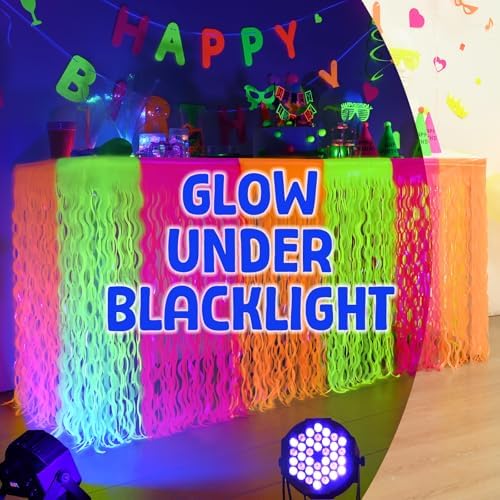 Mega-L Glow in the Dark Party Supplies, Neon Wavy Table Skirts, 2 Pack - Image 3