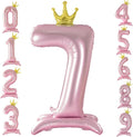 42 Inch Crown Pink Number Balloon, Number 7 Balloon by Eoopoon