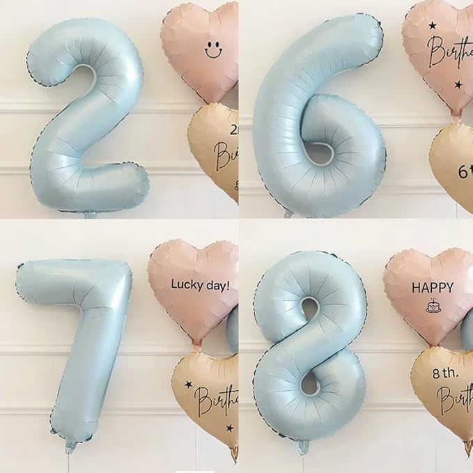40 Inch Matte Blue 2 Number Balloons Light Blue Number 2 Foil Balloon Mylar - Image 5