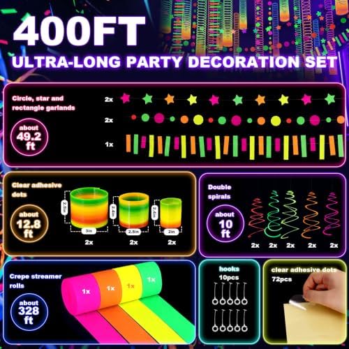 LovesTown 400FT Glow in The Dark Party Streamers with 6 Magic Spring Coils - Image 2