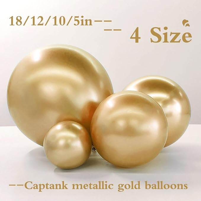 Gold Balloons Different Size 18 12 10 5in Chrome Metallic Gold Balloon Garland - Image 3
