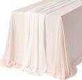 Ling's Moment Sheer Chiffon Tablecloth & Runner Set for 3x4ft Rectangle Table Decor Table Cloth in Blush & White for Wedding Reception Head/Sweetheart Desk