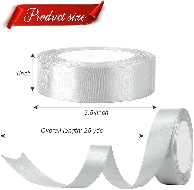 Silver Satin Ribbon For Gift Wrapping1 Inch 25 Yards Easter Ribbons For Crafts - Image 2
