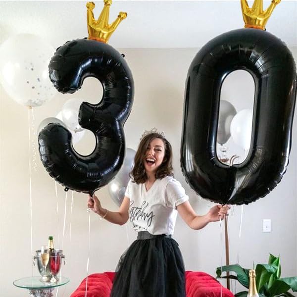 Large Number 6 Balloons, Crown Self Inflating 0-9 Set Balloons - Image 4