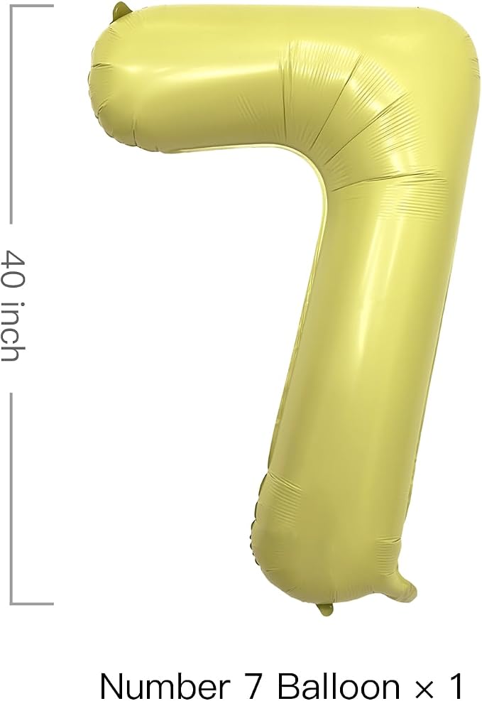 Pastel Yellow Number 7 Balloon 40 Inch Light Yellow Foil Number Balloons 7th - Image 2