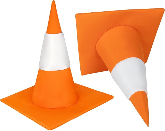 Orange and White Traffic Cone Hat, Funny Halloween Traffic Costume Accessories by Unknown