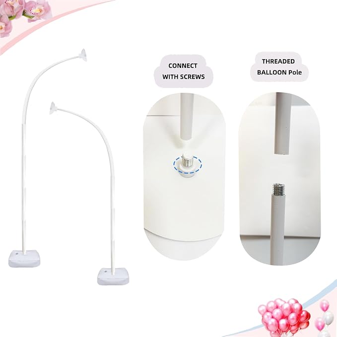 Balloon Arch Kit Stand with Base, 9Ft & 5.6Ft High Free Bending Half Arch Stand - Image 3