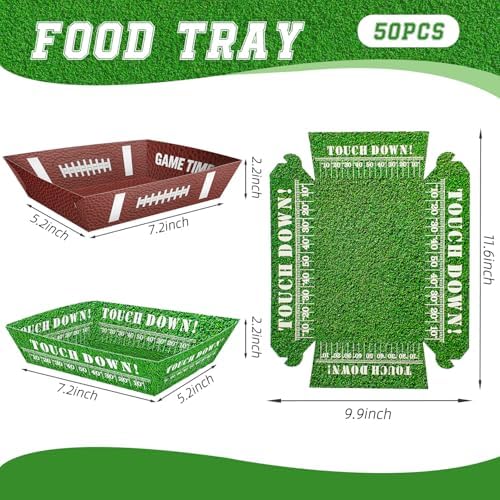 50 Pcs Football Party Decorations, Disposable Food Tray, 2 Designs - Image 2