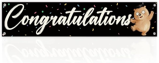 Congratulations Banner Party Decorations, Graduation Ceremony Banner, Cute by Unknown