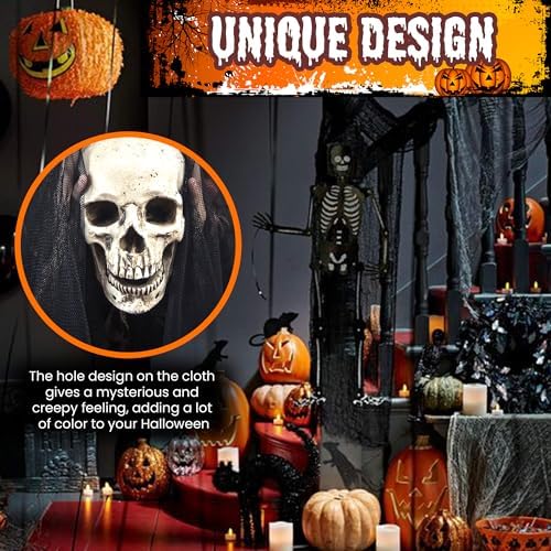 (48 x 240 in.) Halloween Creepy Cloth, Spooky Giant Cheese Cloth Tapestry for Halloween Party Supplies Decorations Outdoor Yard Home Wall Decor, Black - Image 4