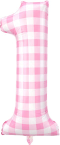 Jenaai 40 Inch Gingham 1st Balloon Large Number 1 Plaid Balloons by Jenaai